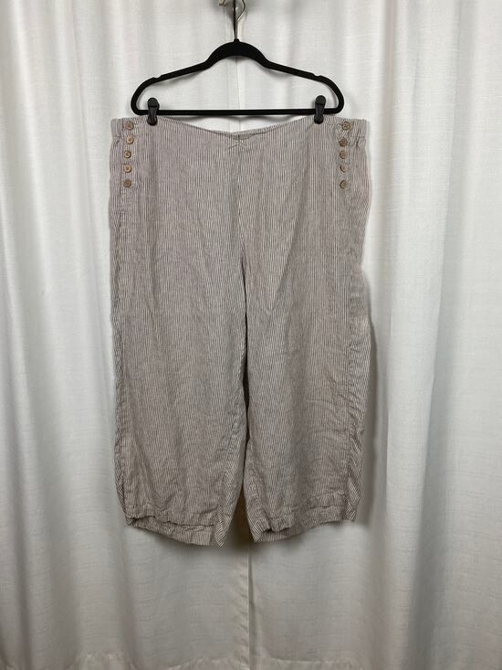 J. Jill Pants - J.Jill Love Linen Cream Beige Stripe Linen Wide Leg Cropped Pants Sz.3X